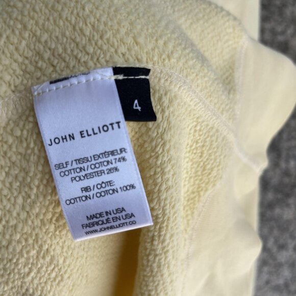 John Elliott Hoodie Mens 4XL Light Yellow Vintage Fleece Pullover Made USA New - Picture 5 of 8